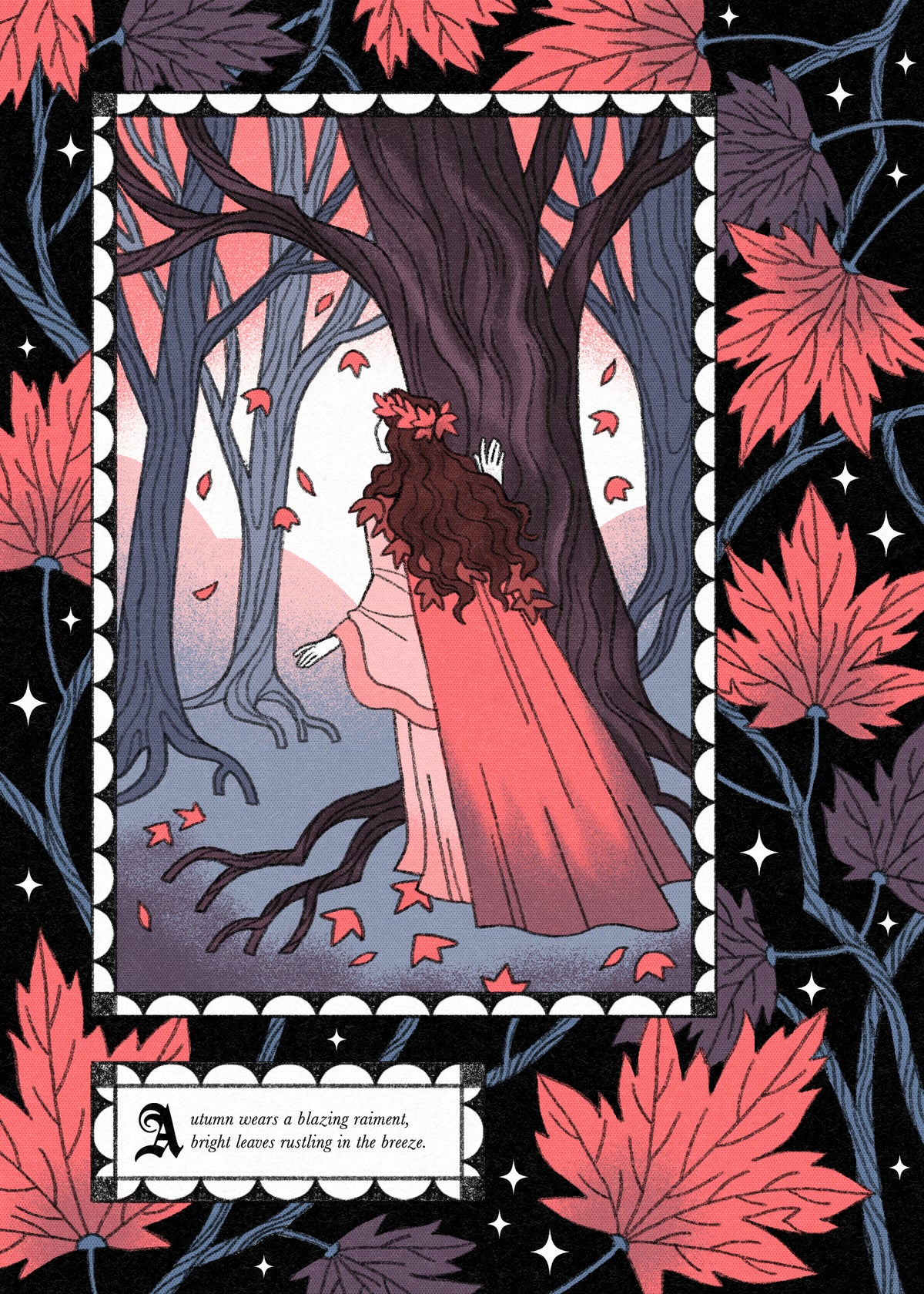 Autumn Maple Risograph Print