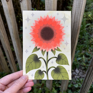 Sunflower Risograph Print