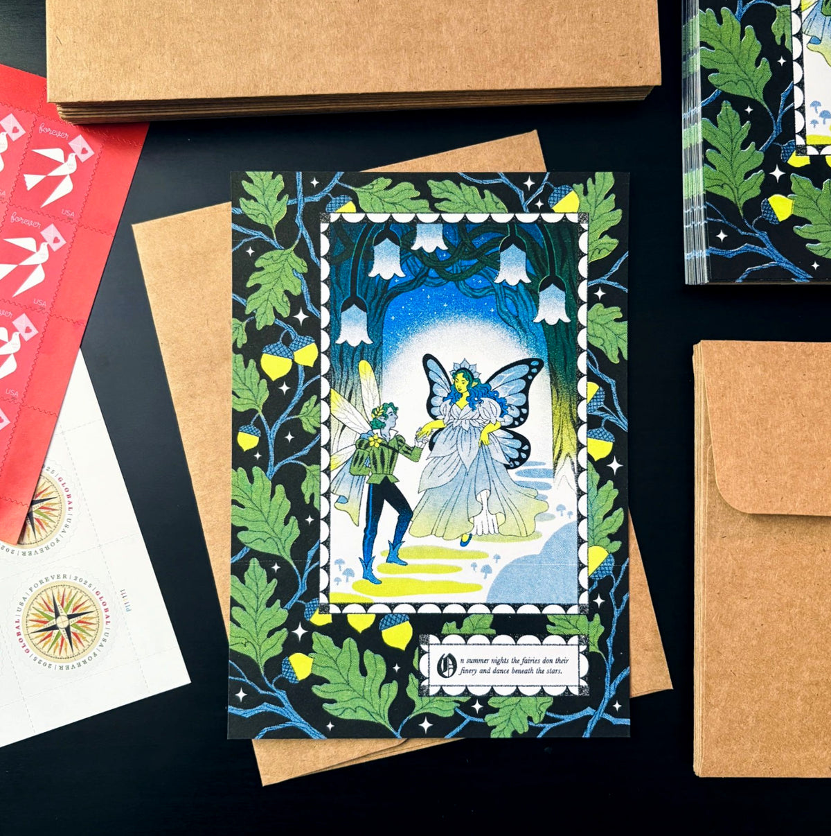 Summer Oak Risograph Print