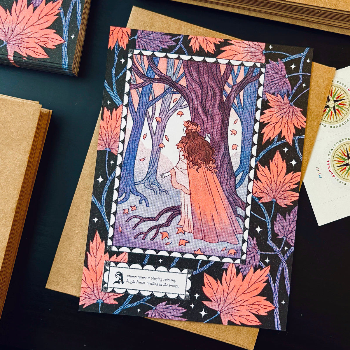 Autumn Maple Risograph Print